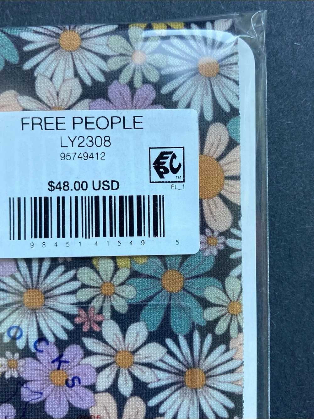 Free People Retro Inspired Multicolored Mini Flowers Tights, NWT One Size
